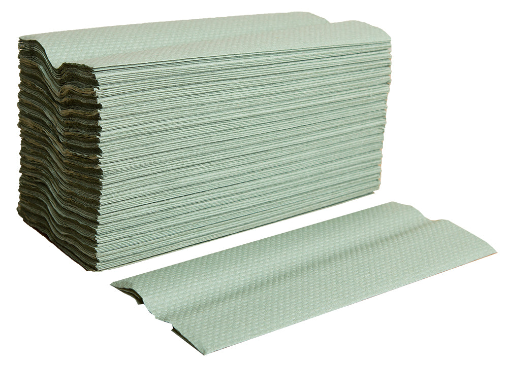 1 Ply 'C' Fold Green Hand Towel (330 x 230mm)