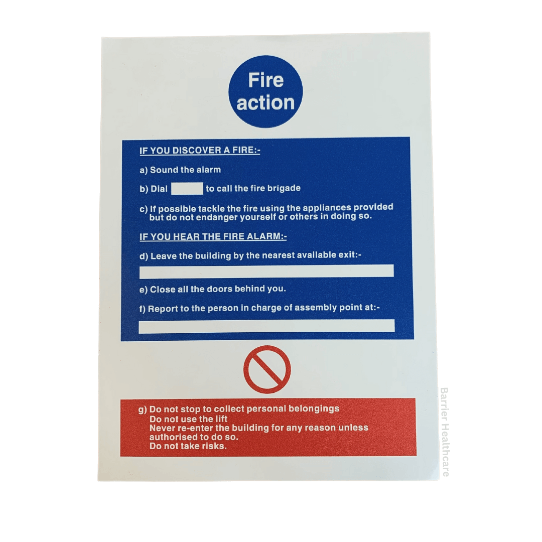 Fire Action Sign A4 Adhesive Vinyl
