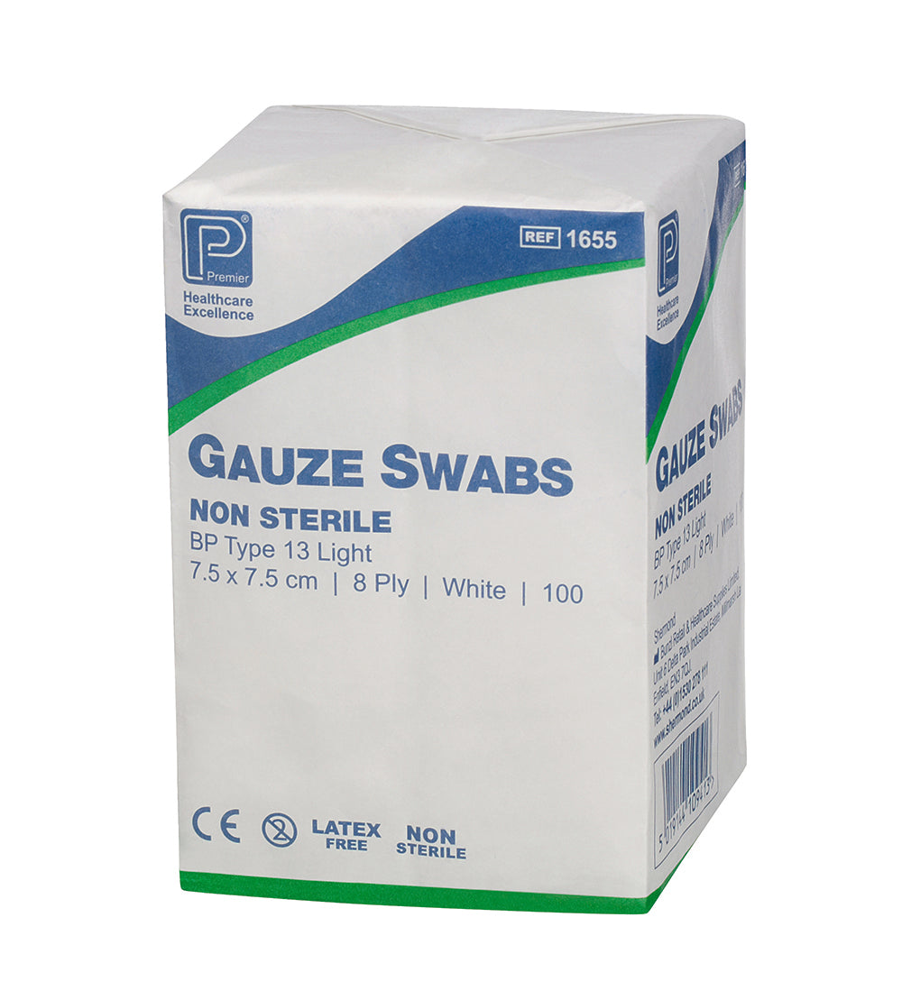 Premier Gauze Swabs Non-Sterile 7.5 x 7.5cm