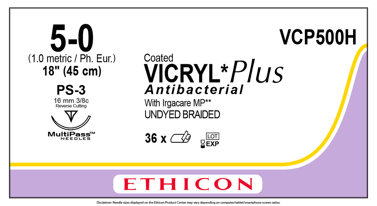 5-0 COATED VICRYL PLUS UNDYED 1X18" PS-3