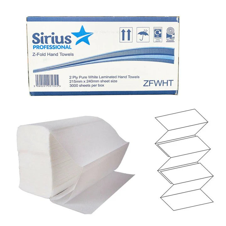 Z fold 2 ply hand towels