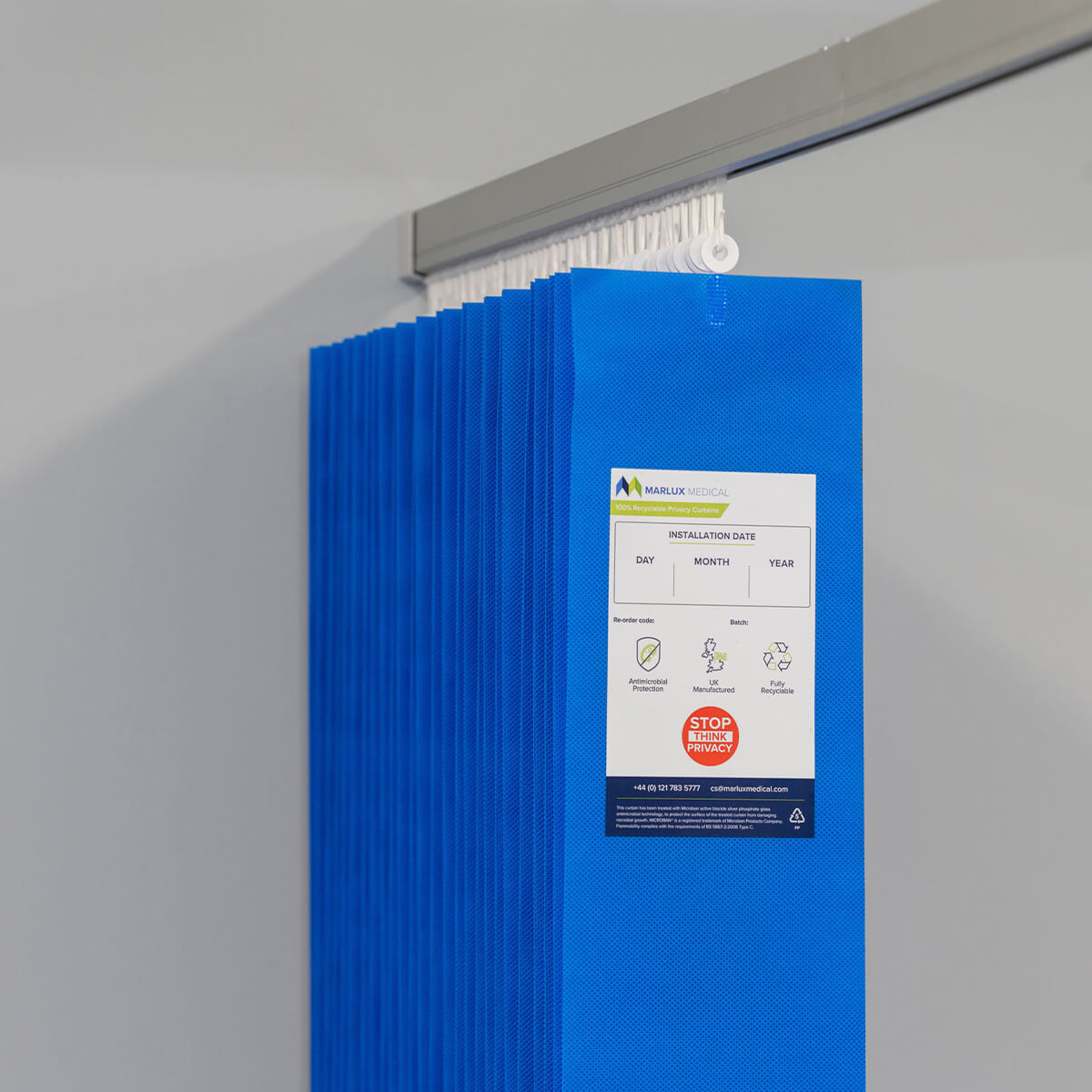 Microban Summer Blue Uniglide Curtains 7.2m-1950mm