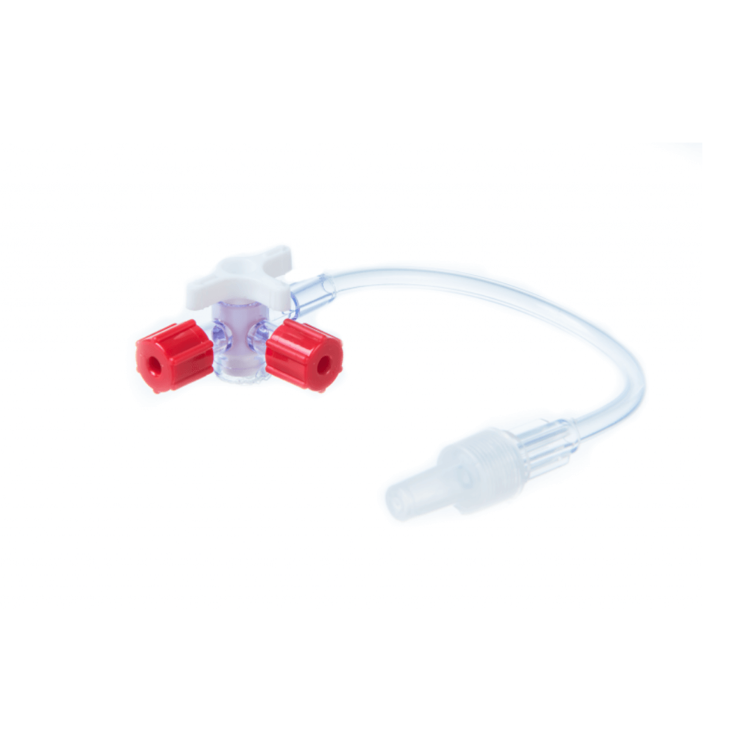 4-Way Stopcock+ PVC Ext. 13.5cm x 2.5mm ID Lipid Resistant