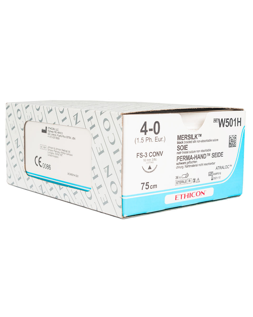 W328H - MERSILK BLACK 3/0 (45CM) 26MM ⅜ CIRCLE REVERSE CUTTING NEEDLE