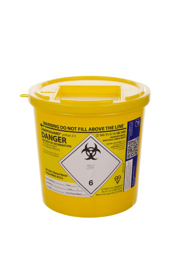 Sharps Bin Yellow Lid 2.5 Litre