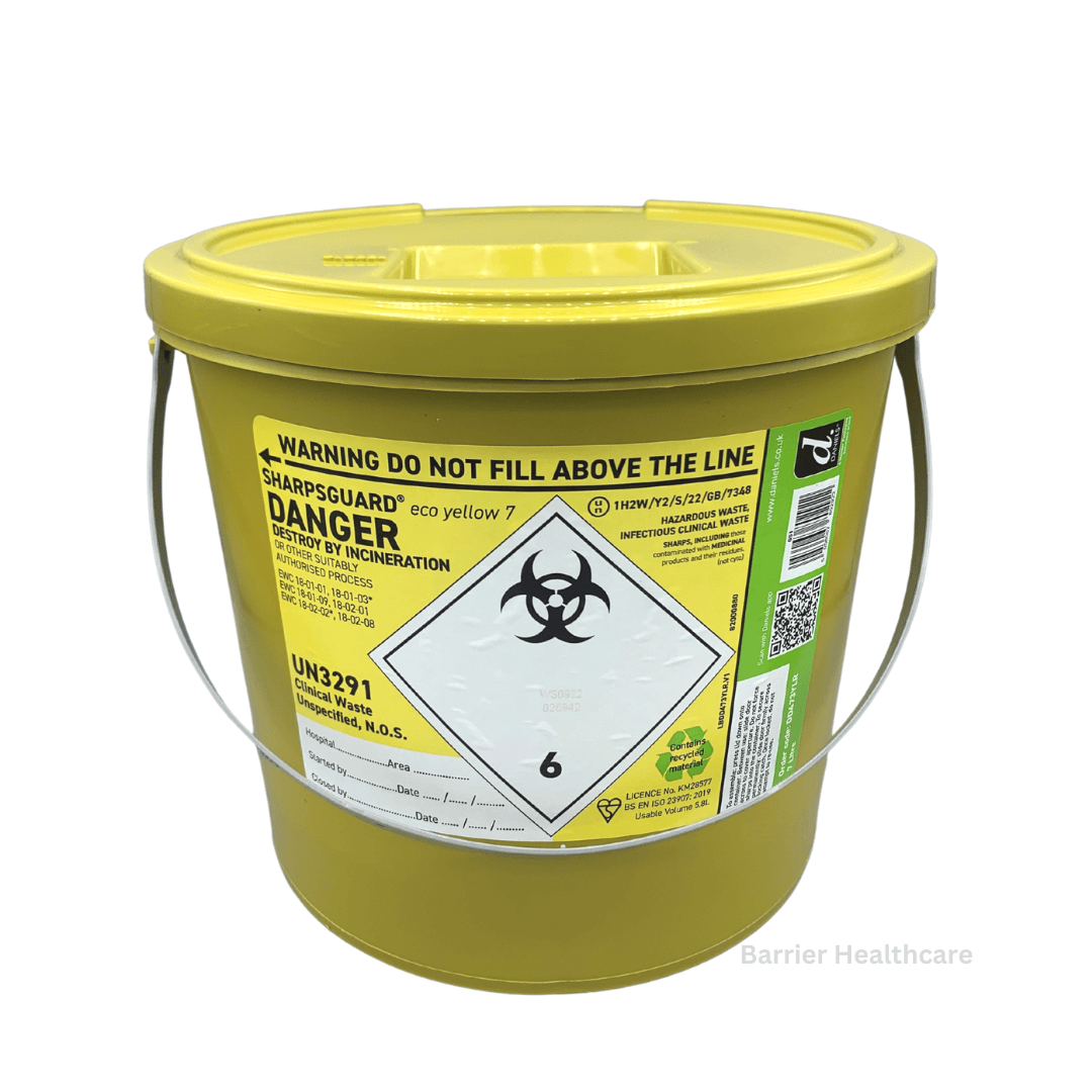 Eco Sharps Bin Yellow Lid 7 Litre