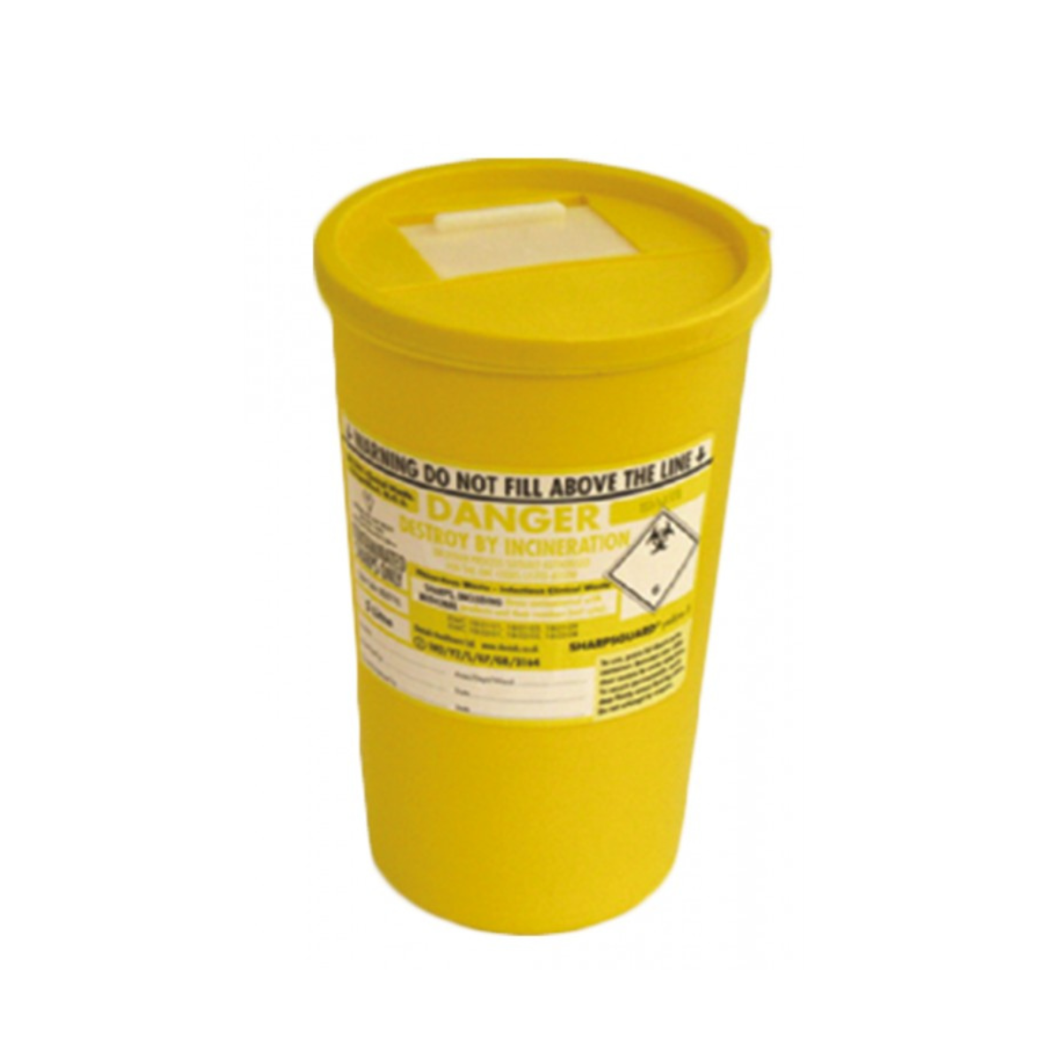 Sharps Bin Yellow Lid Mini 0.6 Litre
