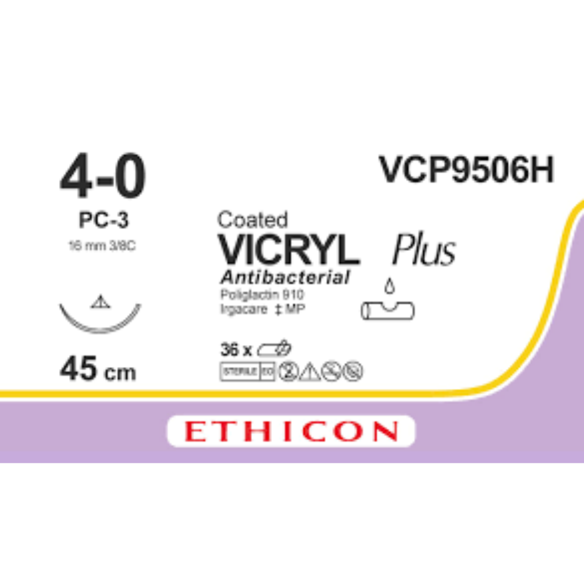 VCP9506H - Vicryl Plus 4-0 Braided Undyed Conventional Cutting PC