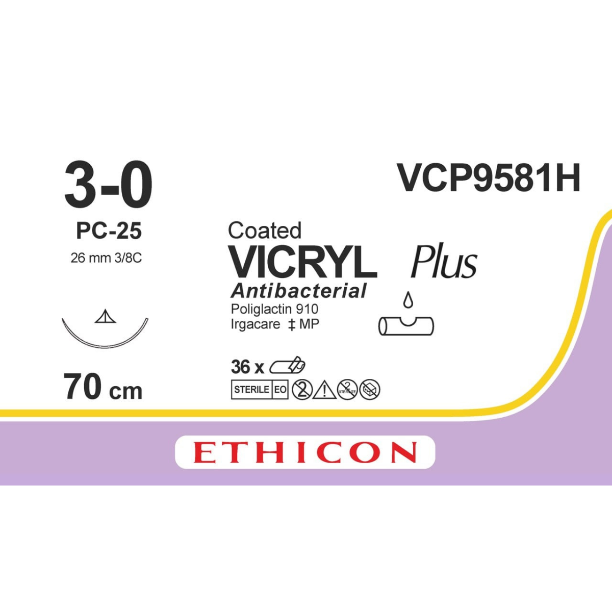 VCP9581H - Vicryl Plus 3-0 Coated Antibacterial