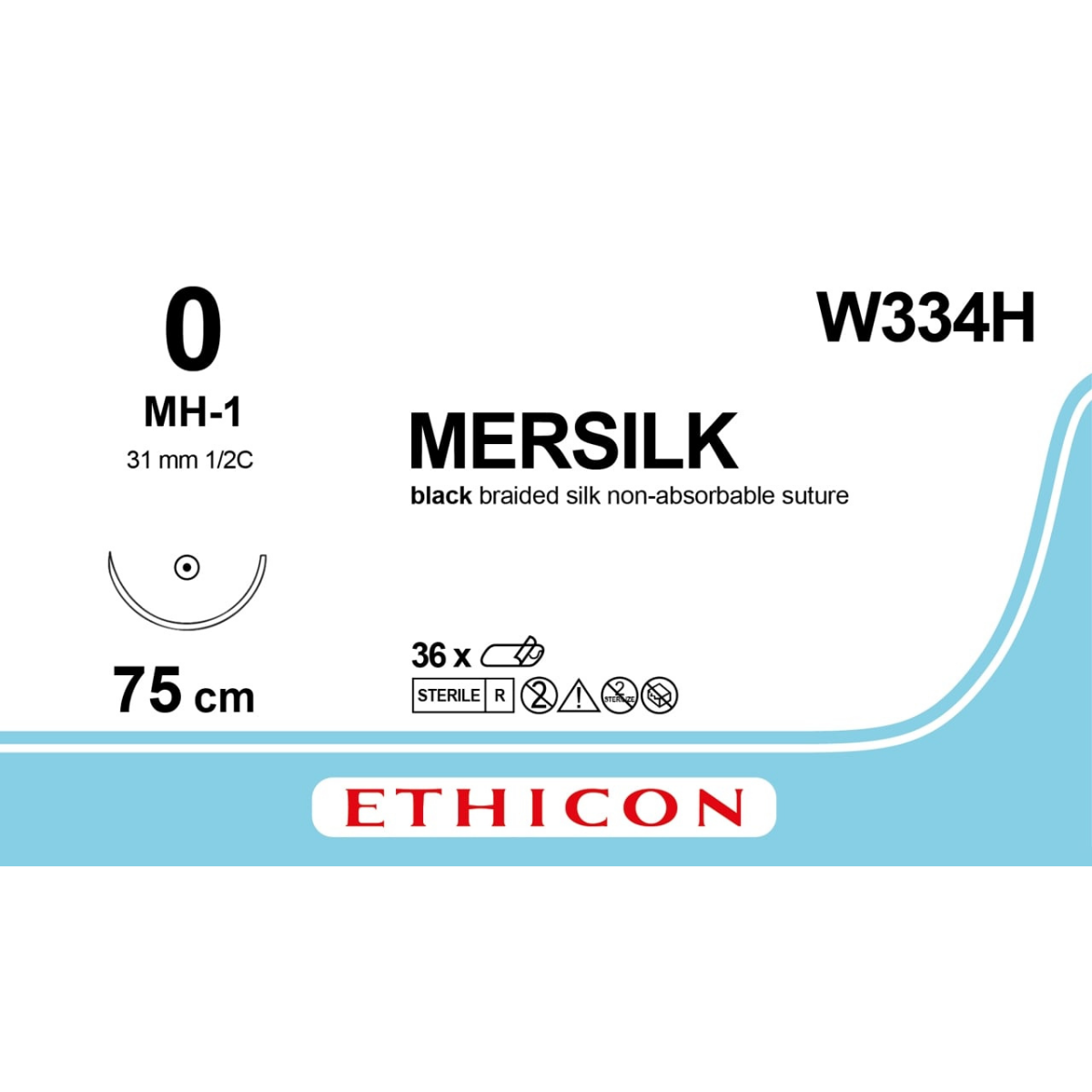 W334H - Ethicon Silk Braided 30" Black