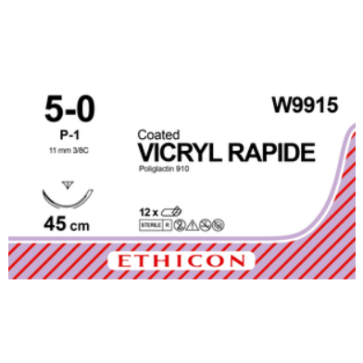 W9915 - VICRYL RAPIDE 5/0 (45CM) 12MM ⅜ CIRCLE REVERSE CUTTING P NEEDLE