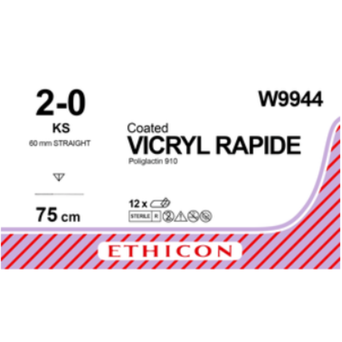 W9944 - VICRYL RAPIDE 2/0 (75CM)  60MM KS STRAIGHT NEEDLE