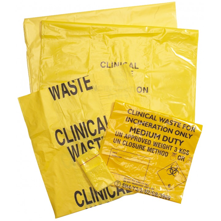 Clinical Waste Sack Yellow (Incinerate) 280/430x660mm