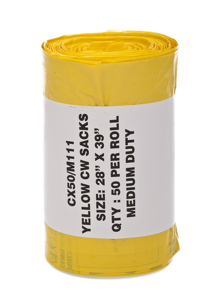 Clinical Waste Sack Yellow (Incinerate) 380/710x980mm     