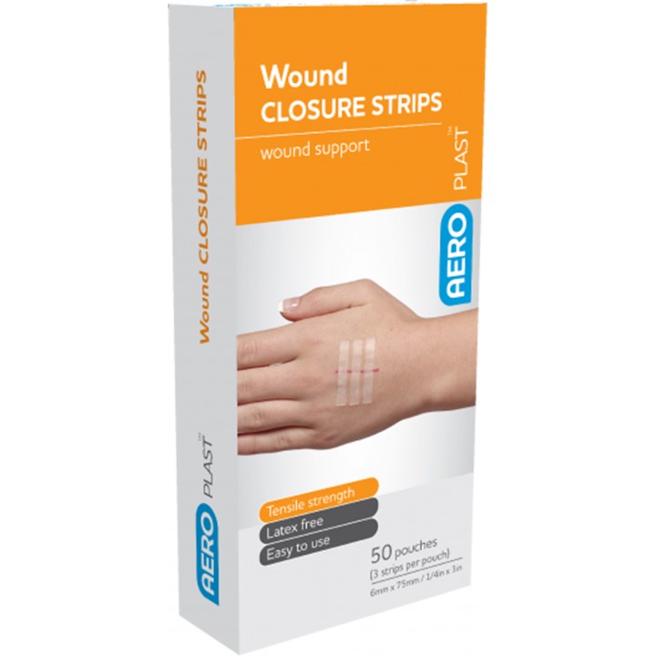 WOUND CLOSURE STRIPS - 6MM X 75MM 150strips (50x3)