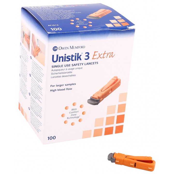 Unistix 3 Blood Lancet Extra Orange 