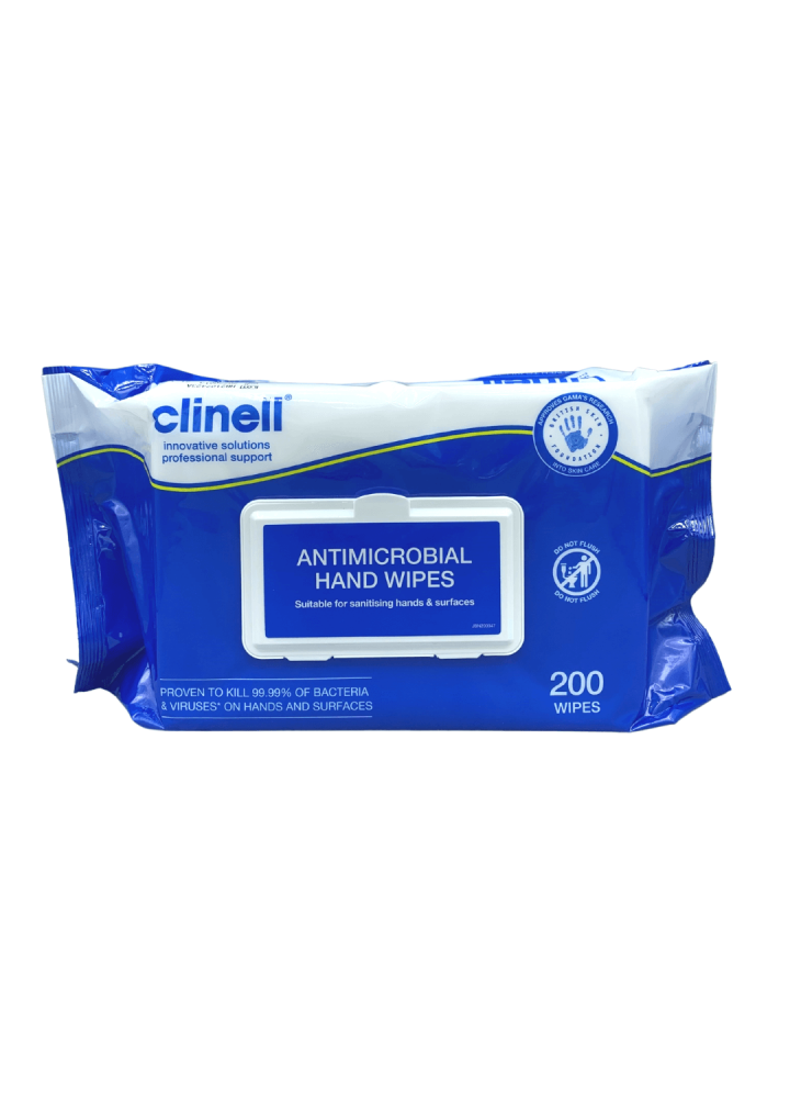 Clinell Antimicrobial Hand Wipes 200 Pack