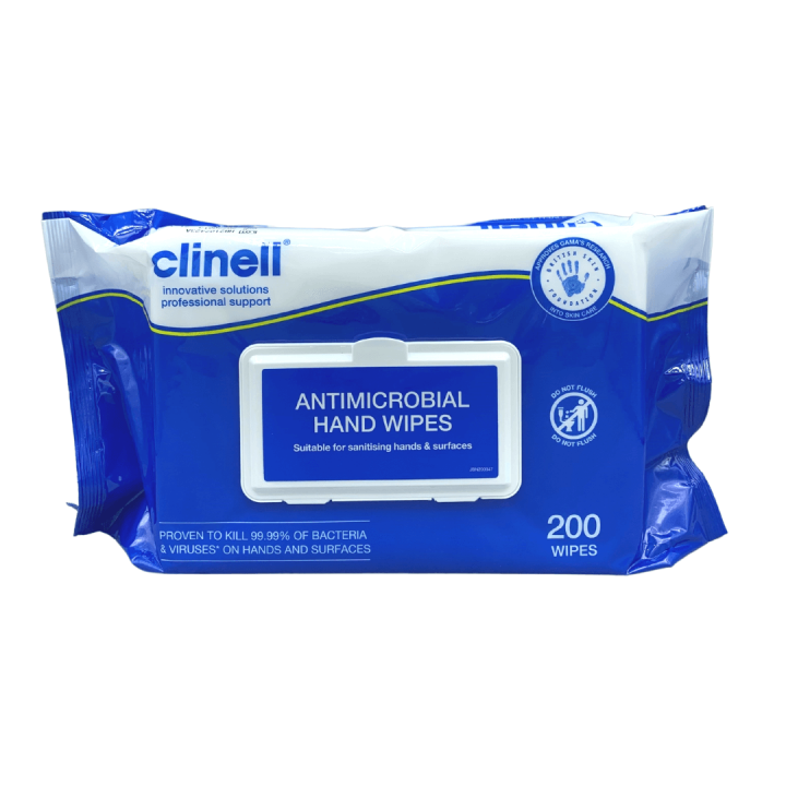 Clinell Antimicrobial Hand Wipes 200 Pack