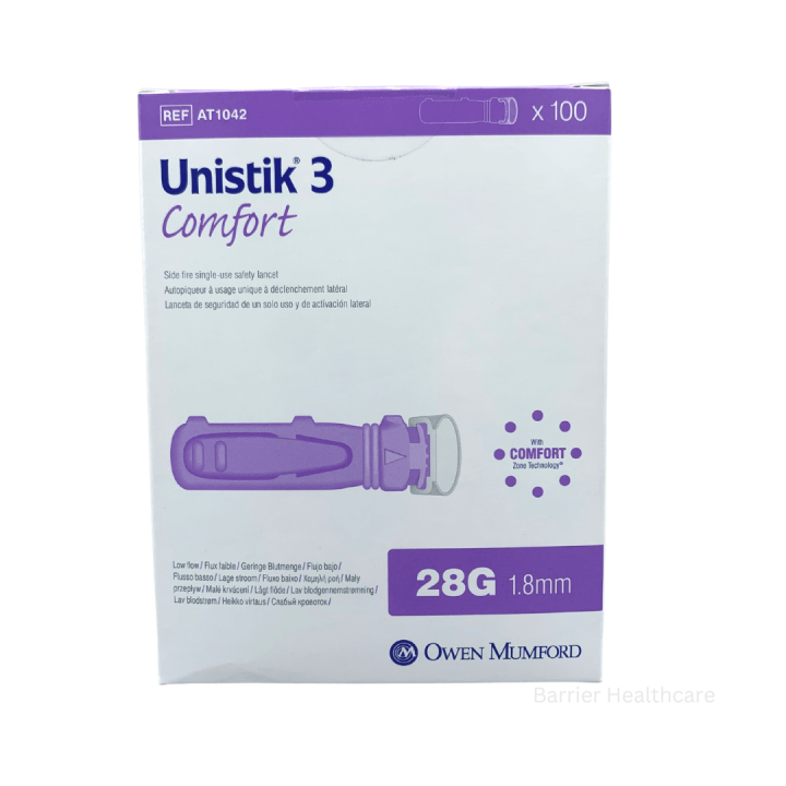 UNISTIK 3 COMFORT LANCET PURPLE 28G