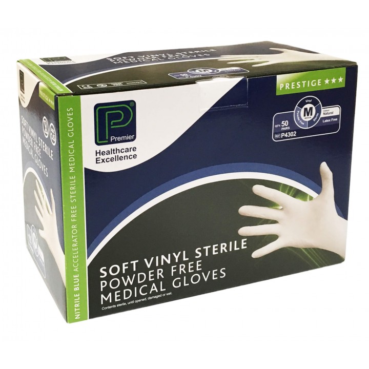 Premier Sterile Vinyl Powder Free Examination Gloves 
