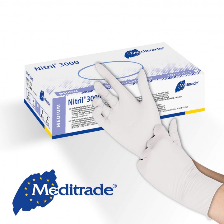 White Nitrile 3000 Gloves XS-XL