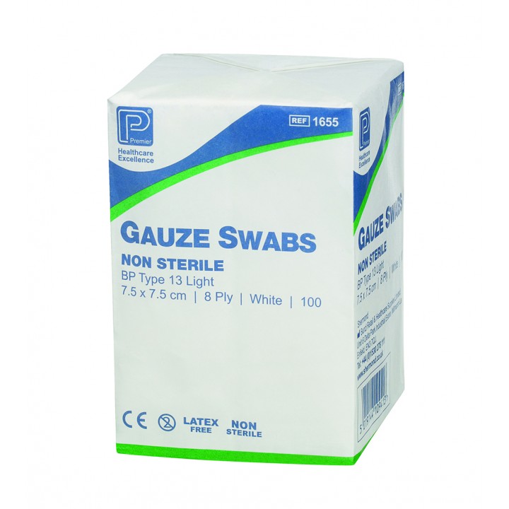 Premier Gauze Swabs Non-Sterile 7.5 x 7.5cm