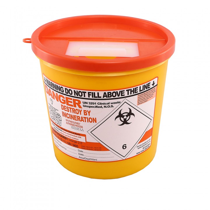 Sharps Bin Orange Lid 2.5 Litre 