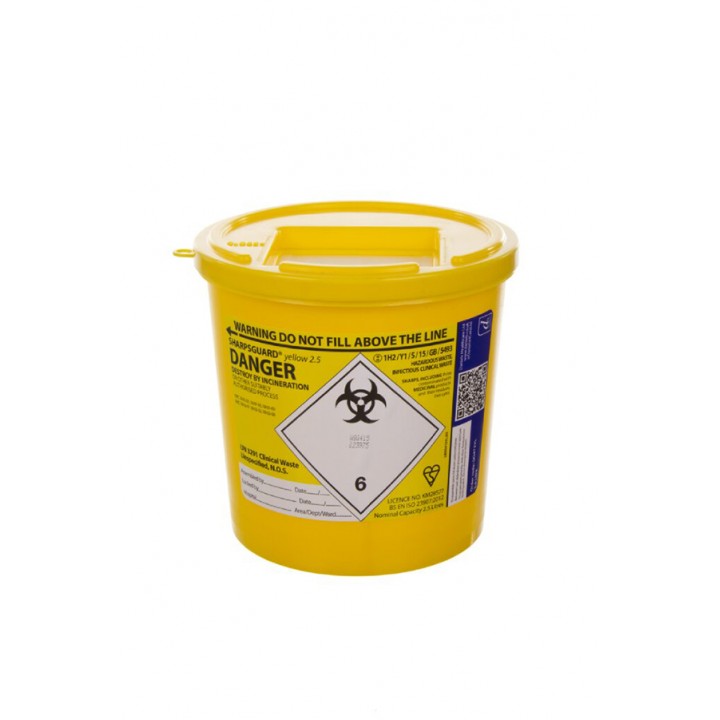 Sharps Bin Yellow Lid 2.5 Litre 