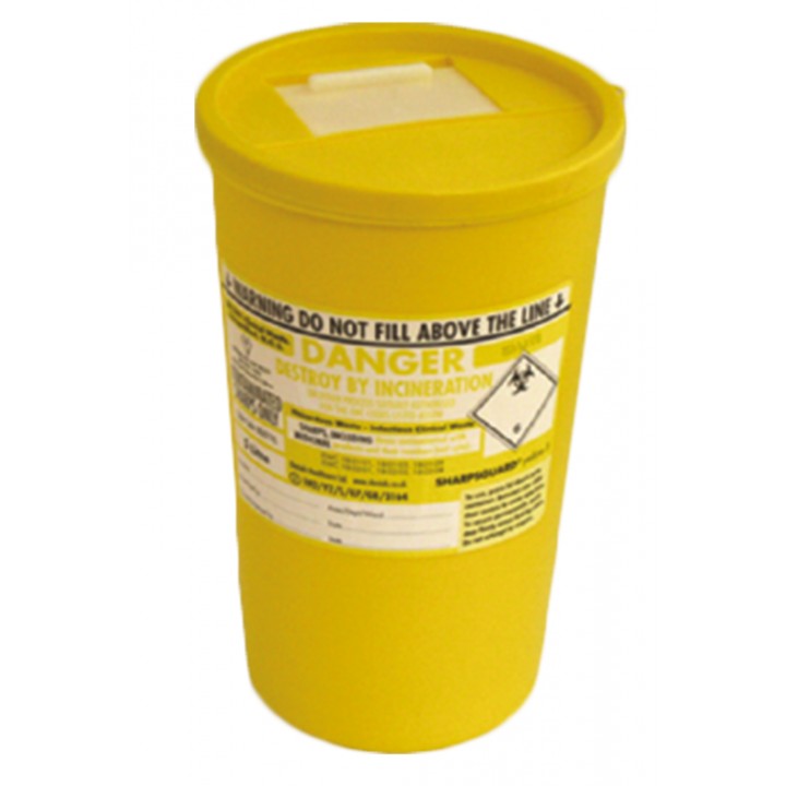 Sharps Bin Yellow Lid Mini 0.6 Litre 