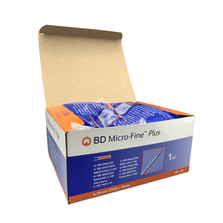 BD Micro-Fine Plus 1ml 30g x 8mm Needle Insulin Syringe 