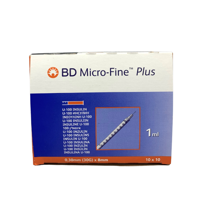 BD Micro-Fine Plus 1ml 30g x 8mm Needle Insulin Syringe 