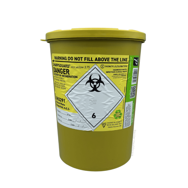 SharpsGuard 3.75 Litre Sharps Bin Eco Yellow Lid