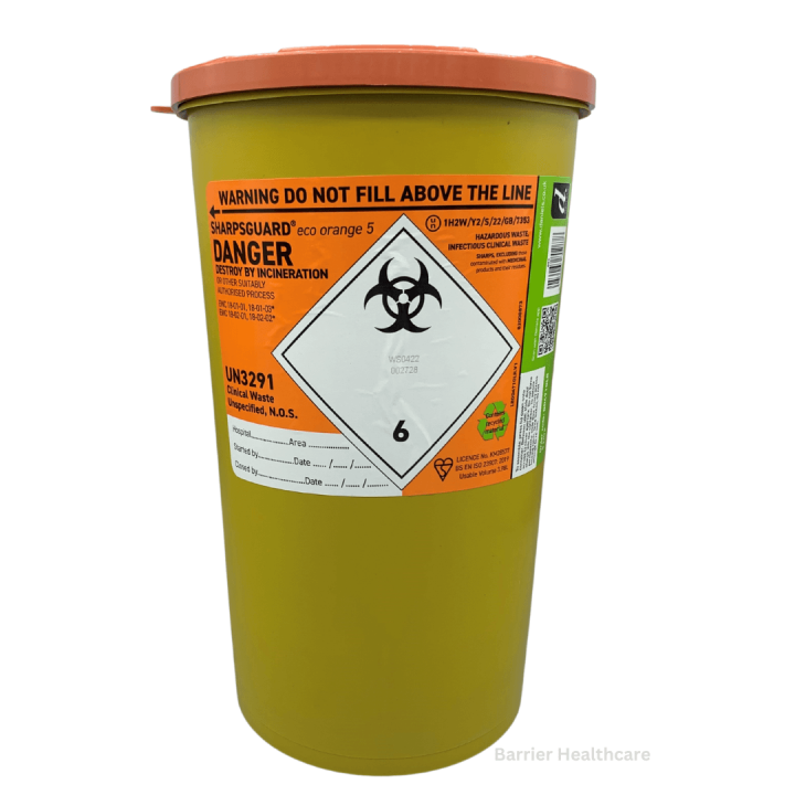 Eco Sharps Bin Orange Lid 5 Litre 