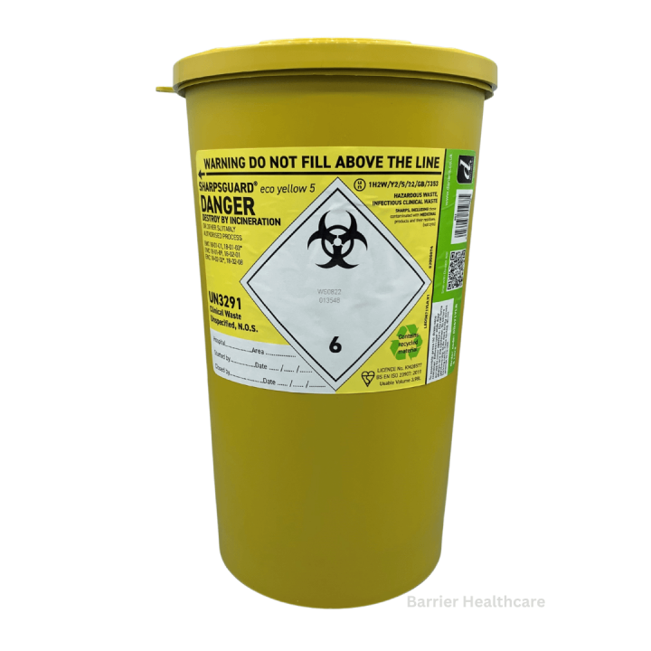 Eco Sharps Bin Yellow Lid 5 Litre 