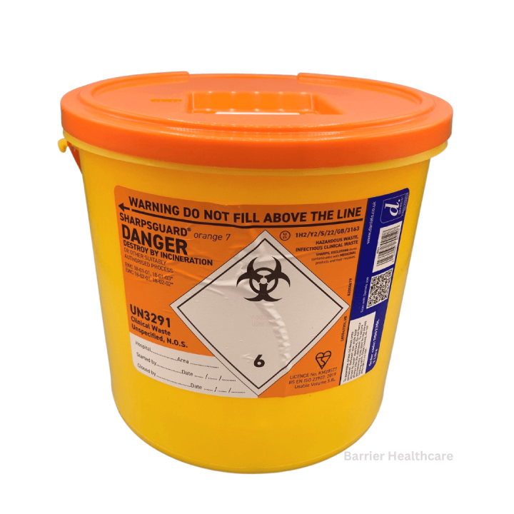 Sharps Bin Orange Lid 7 Litre 