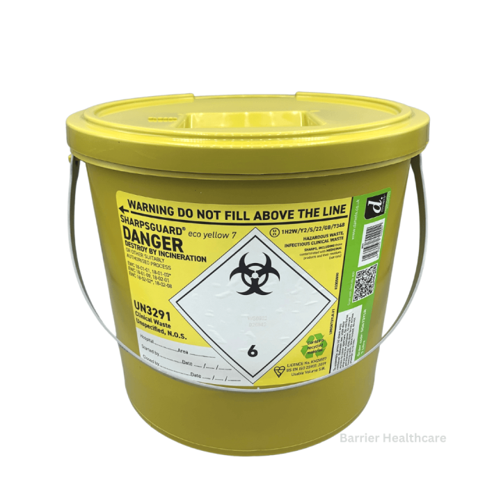 Eco Sharps Bin Yellow Lid 7 Litre