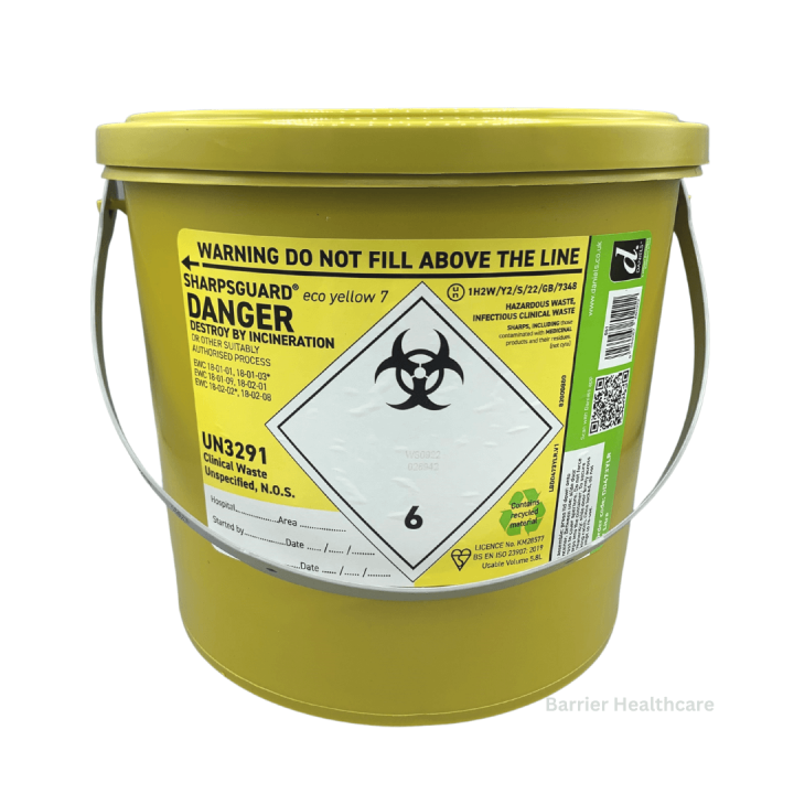 Eco Sharps Bin Yellow Lid 7 Litre