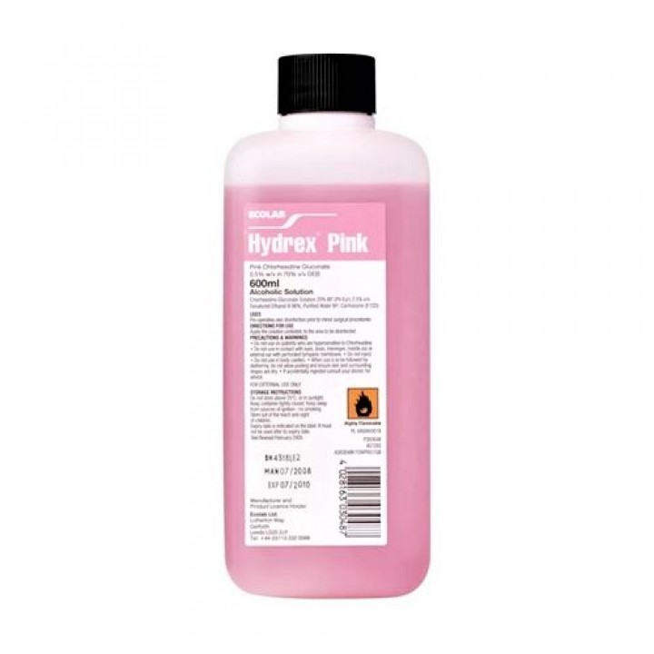 (P) Hydrex Pink Pre-Op Skin Disinfection 600ml (Restricted Product see T&C's)