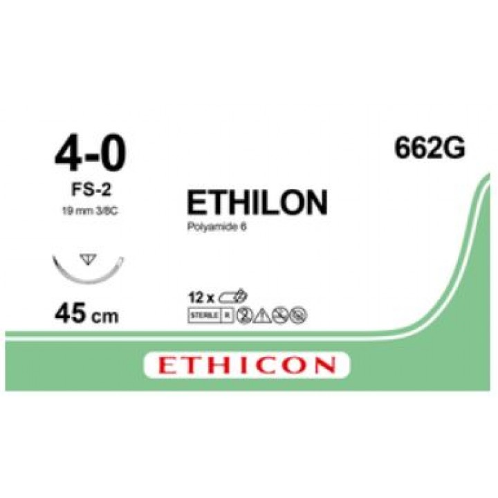 W662G - ETHILON BLACK  4/0 (45CM) 19MM ⅜ CURVED REVERSE CUTTING NEEDLE