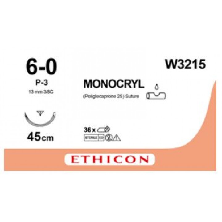 MONOCRYL  6/0 (45CM) 13MM ⅜ CIRCLE REVERSE CUTTING P NEEDLE