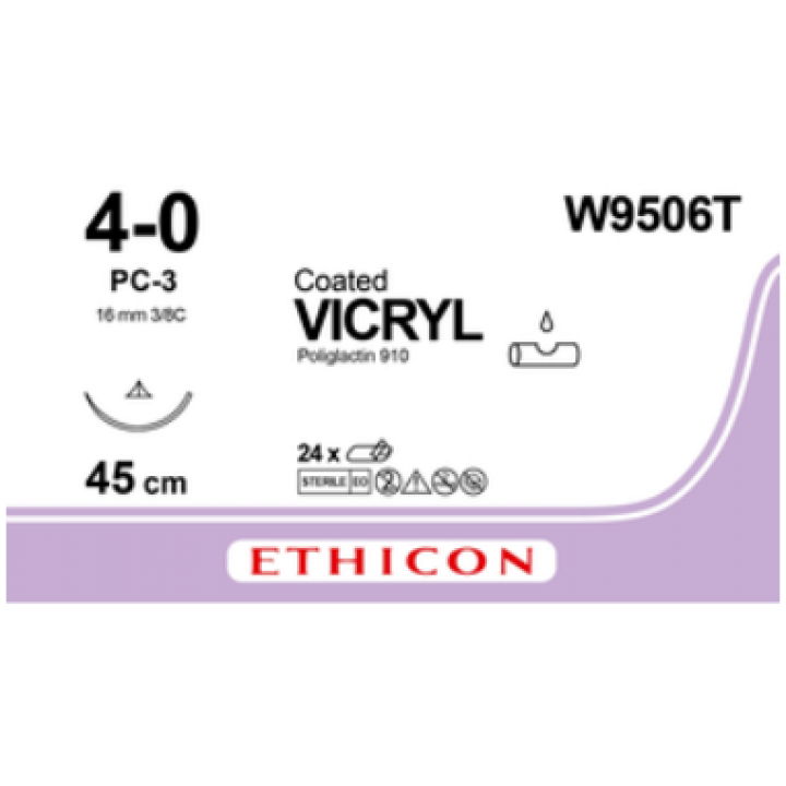 VICRYL UNDYED 4/0 (45CM) 16MM ⅜ CIRCLE CC P NEEDLE