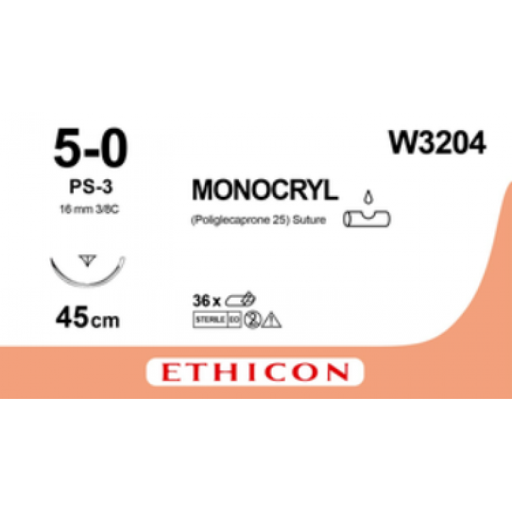 MONOCRYL 5/0 (45CM) 16MM ⅜ CIRCLE REVERSE CUTTING P NEEDLE