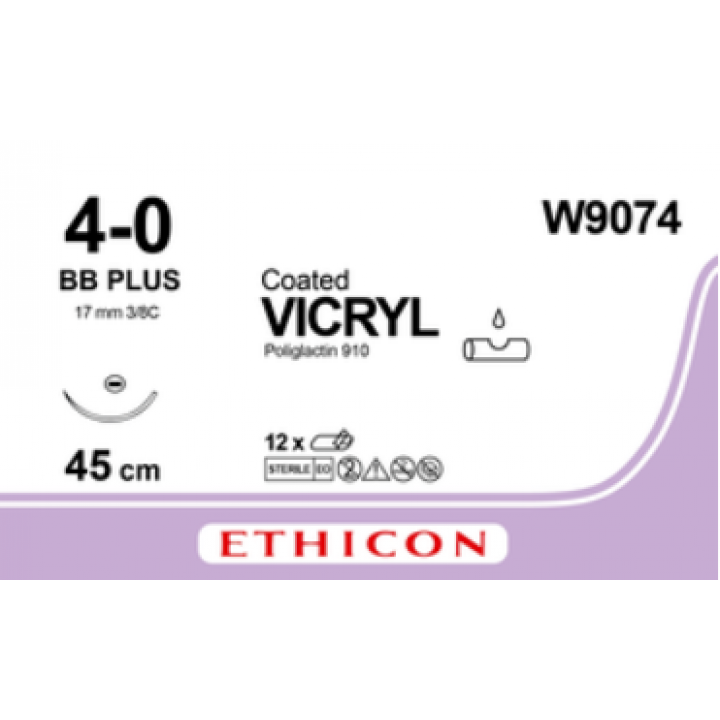 VICRYL VIOLET 4/0 (45CM) 17MM ⅜ CIRCLE TAPER POINT NEEDLE