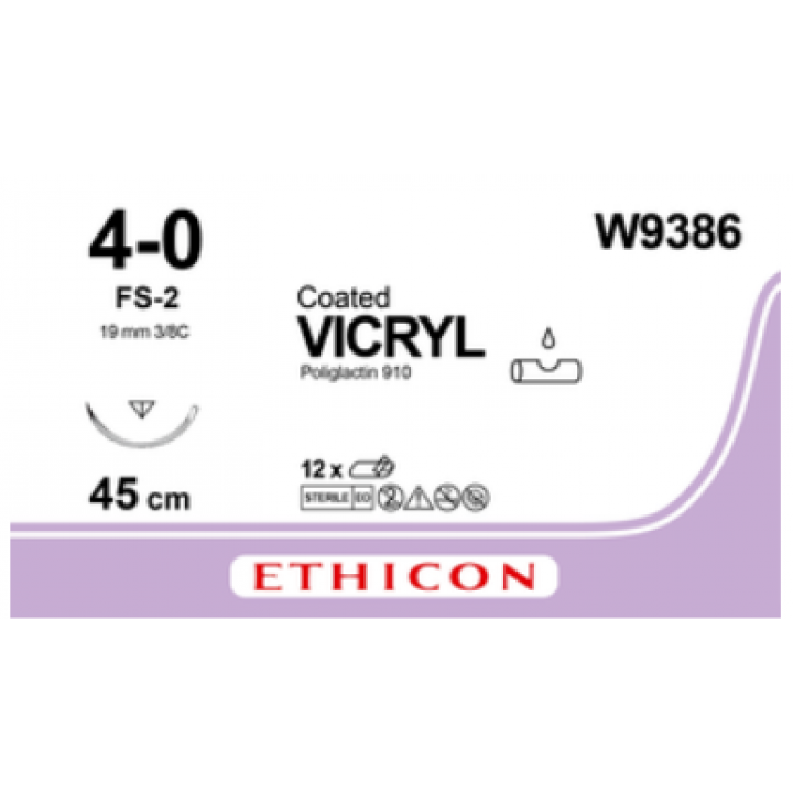 VICRYL VIOLET 4/0 (45CM) 19MM ⅜ CIRCLE REVERSE CUTTING NEEDLE