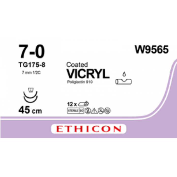 VICRYL VIOLET 7/0 (45CM) 7MM ½ CIRCLE MICRO-POINT SPATULA