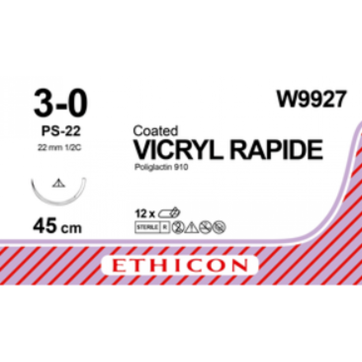 W9927 - VICRYL RAPIDE 3/0 (45CM) 22MM ½  CIRCLE CC P NEEDLE