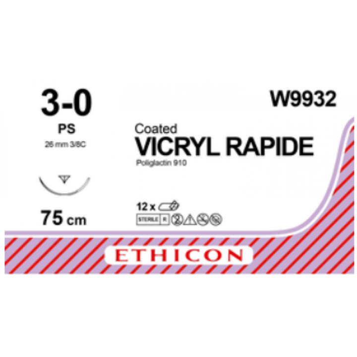 VICRYL RAPIDE 3/0 (75CM) 26MM ⅜ CIRCLE REVERSE CUTTING P NEEDLE