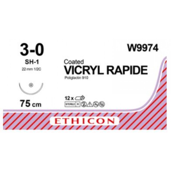 VICRYL RAPIDE 3/0 (75CM) 22MM ½ CIRCLE TAPER POINT PLUS NEEDLE
