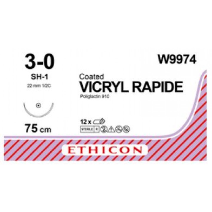 W9974 - VICRYL RAPIDE 3/0 (75CM) 22MM ½ CIRCLE TAPER POINT PLUS NEEDLE