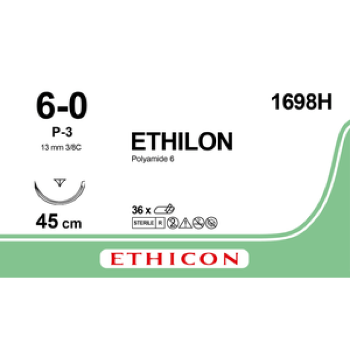 1698H - Ethilon Suture 6-0 P-3 45cm Black